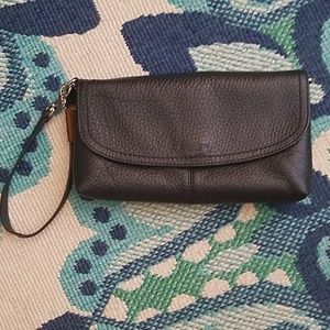 COACH Textured Leather Black Clutch